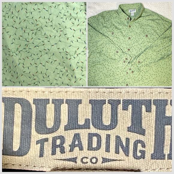 Diluth Trading Company Men XXL Tall Relaxed Fit Christmas Lights Flannel Shirt - Picture 1 of 8